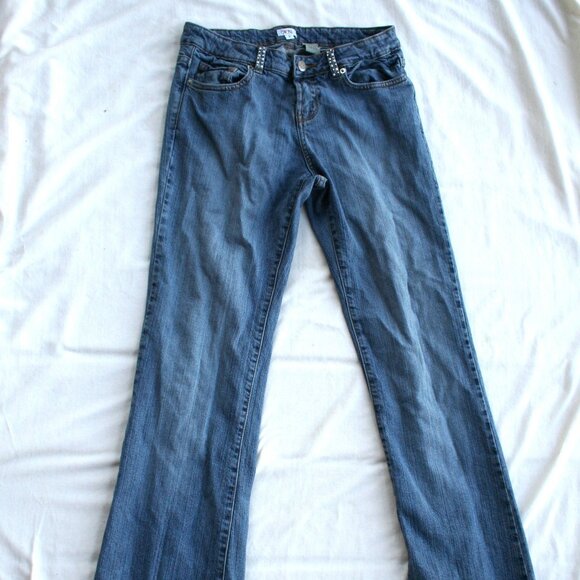 💎Cache Sz 6 Denim Jewel Pockets Ladies Blue Jeans Bling pants Flare - Picture 6 of 15